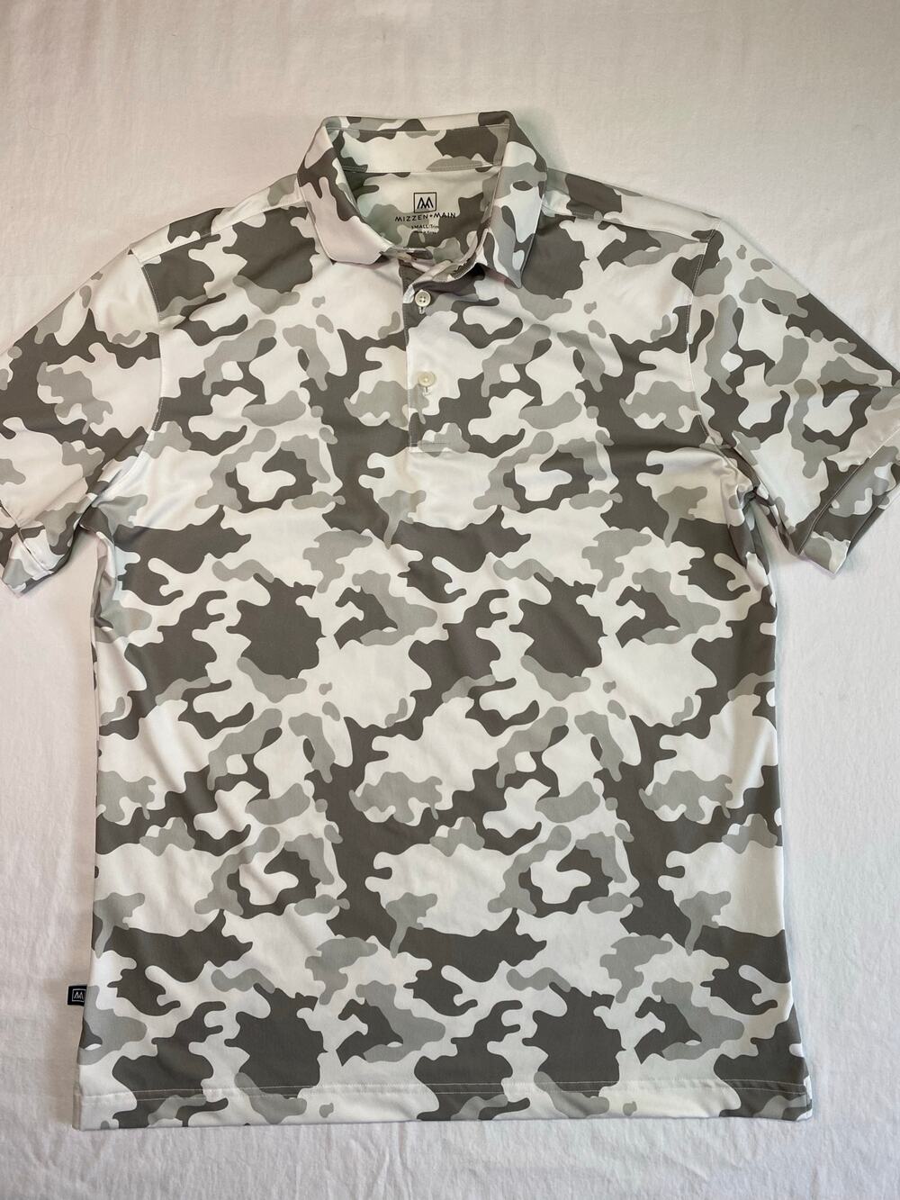 Mizzen + Main Men's S Trim Fit Versa Polo Gray Camo Performance Golf Athleisure